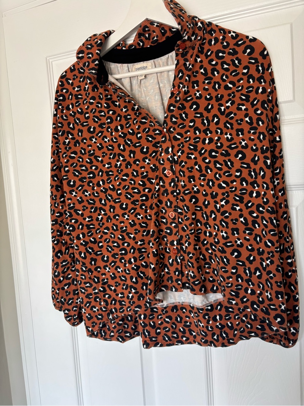 Anthropologie Porridge Rust Orange and Black Leopard Print Blouse